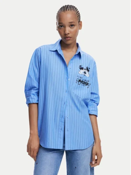 Desigual Cămașă Mickey Oversize albastru