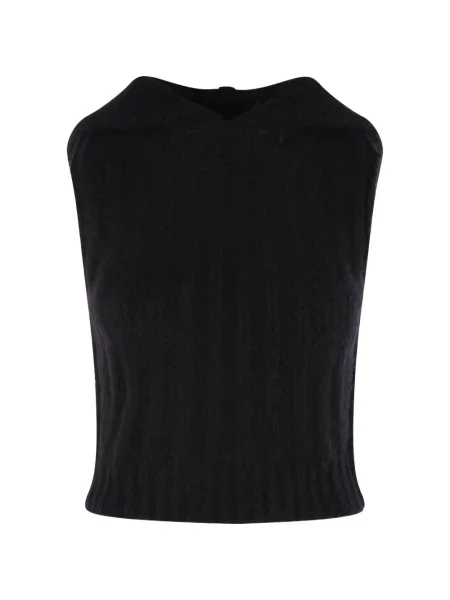 Top Rick Owens tricotate cu glugă negru