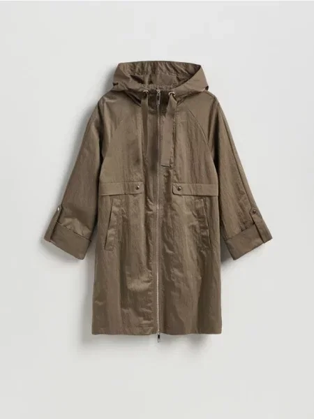 Reserved Kurtka parka z kapturem brązowy