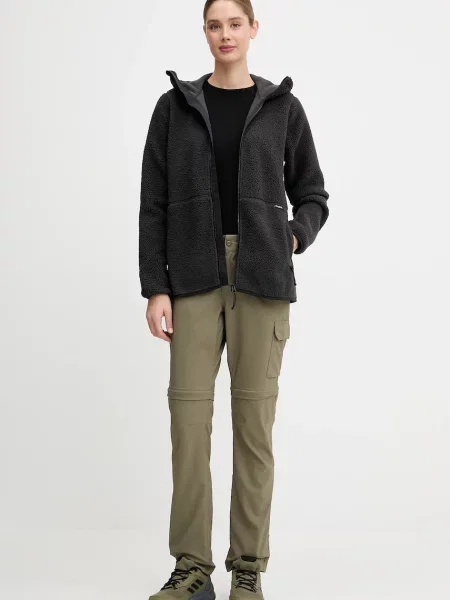 Флисовый однотонный свитер Haglofs с капюшоном черный