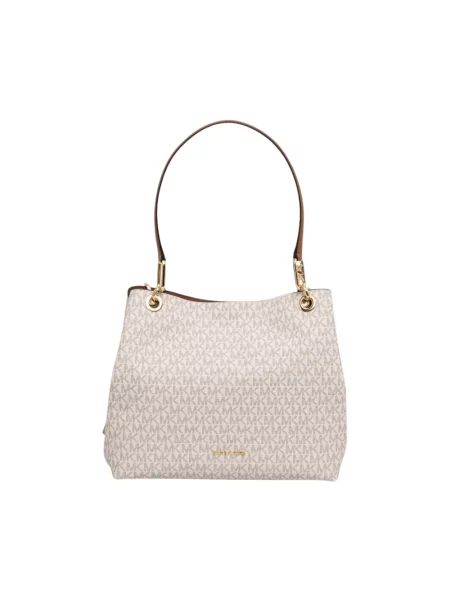 Shopperka Michael Michael Kors płócienna z logo beżowa