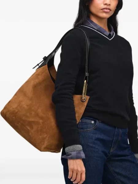 Geantă Marc Jacobs din piele de căprioară maro