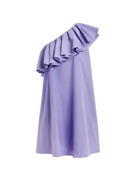 Rochie mini Essentiel Antwerp cu volane cu un umăr gol de costum violet