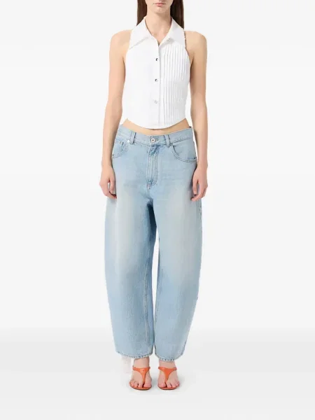Top Blumarine plisat alb