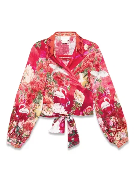 Koszula Camilla o krotszym kroju kopertowa czerwona