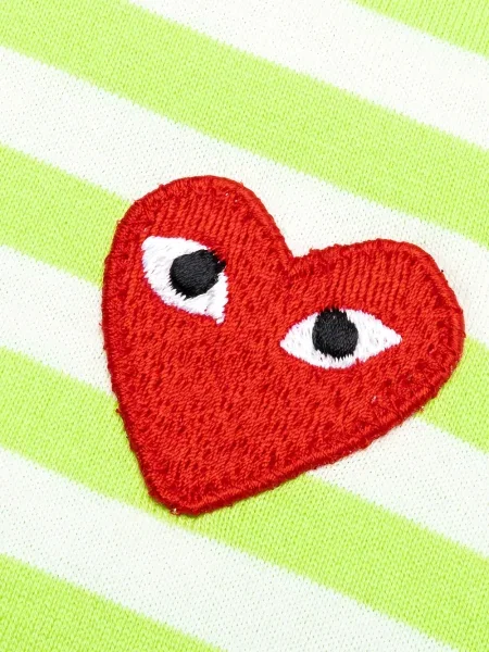 Дълго тениска Comme Des Garçons Play на райета зелено