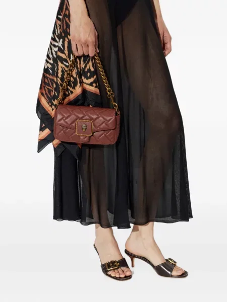 Δερμάτινη καπιτονέ τσάντα Kurt Geiger London καφέ