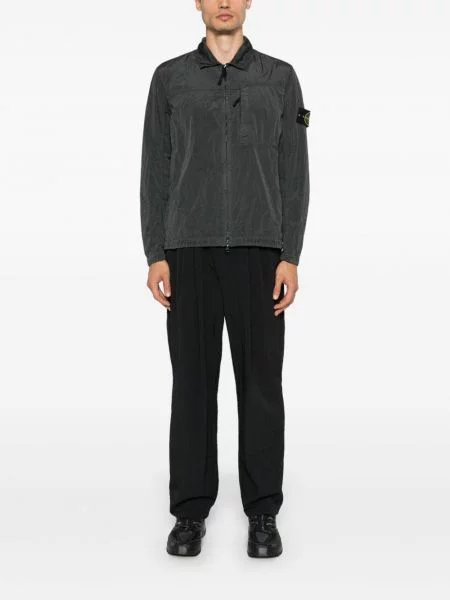 Košilová bunda Stone Island s kamínky šedá