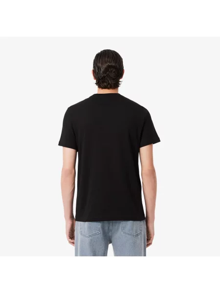 Lacoste T-Shirt Z Okrągłym Dekoltem Z Nadrukiem Regular Fit czarny