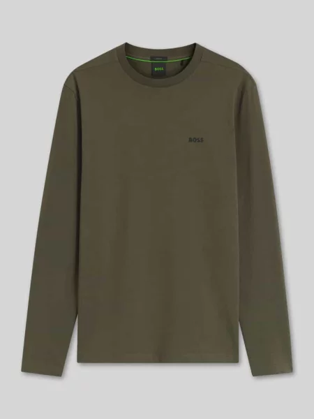Bluzka z długim rękawem o kroju regular fit z mieszanka bawełny model Tee Long' Boss Green