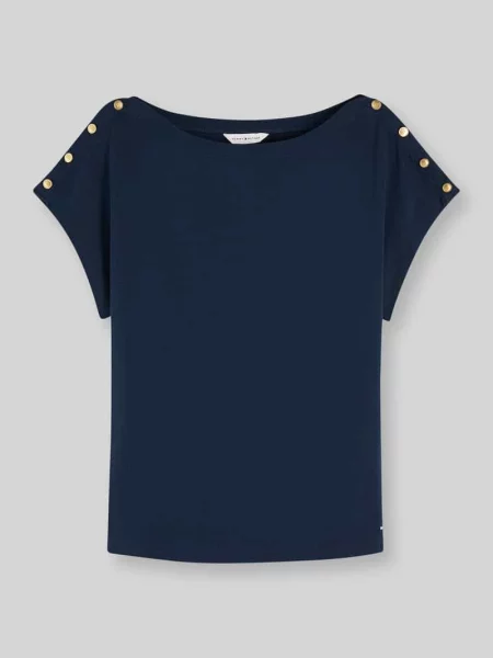 Męski t-shirt o kroju regular fit z czystej bawełny z detalami z guzików Tommy Hilfiger granatowa