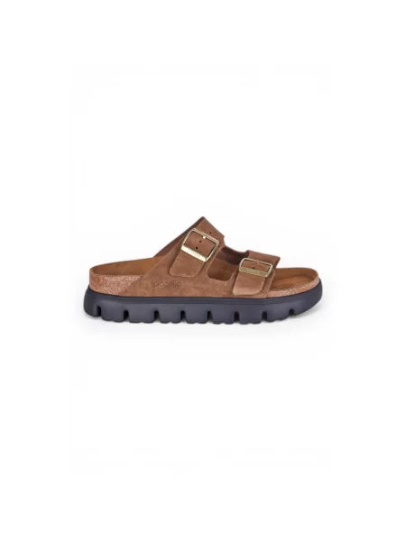 Klapki Birkenstock skórzane chunky brązowe