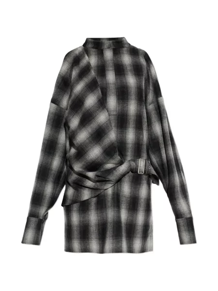 Cu centură rochie mini Iro în carouri negru