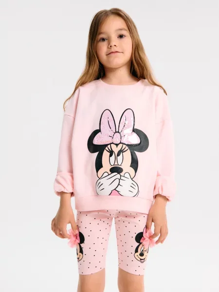Sinsay Krátké legíny Minnie Mouse pastelová růžová