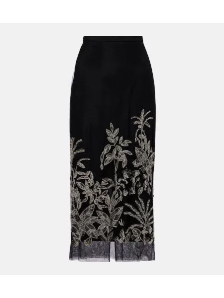 Spódnica midi Costarellos tiulowa do kolan z koralikami czarna