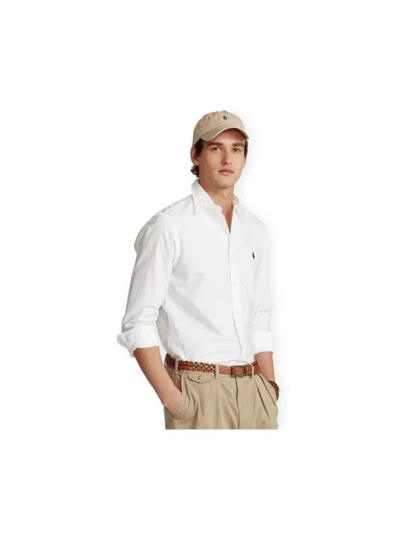 Cămașă Polo Ralph Lauren cu guler nasturi din țesătură twill alb