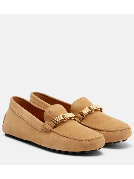 Pantofi loafer Tod's din piele de căprioară bej
