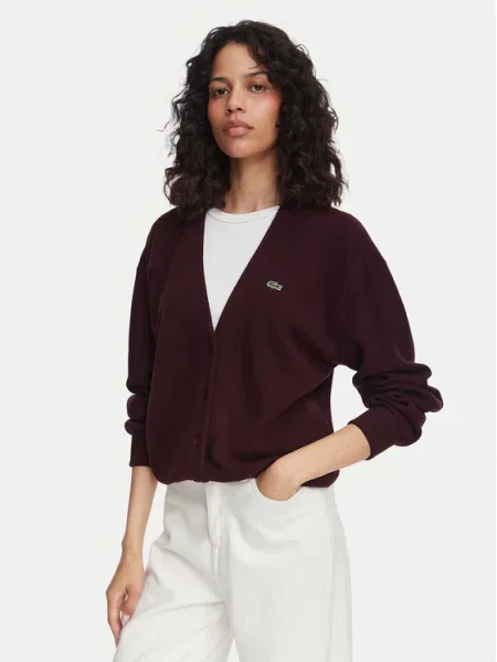 Lacoste Pletena jopica Bordo rdeča
