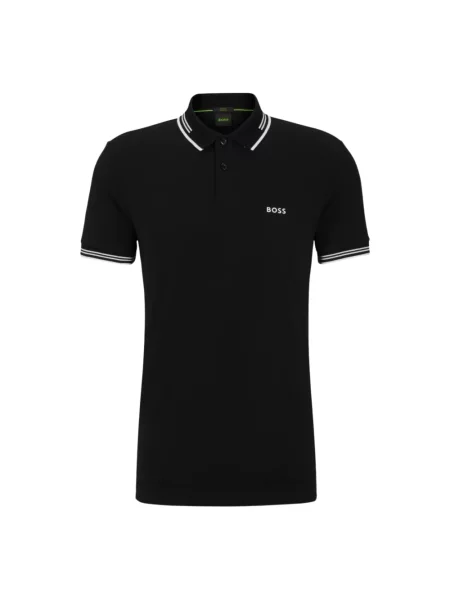 Koszulka polo Boss Green z nadrukiem z krótkim rękawem biznesowa czarna