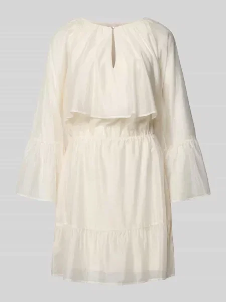 Sukienka mini z rozszerzanymi rękawami i falbanami Liu Jo White