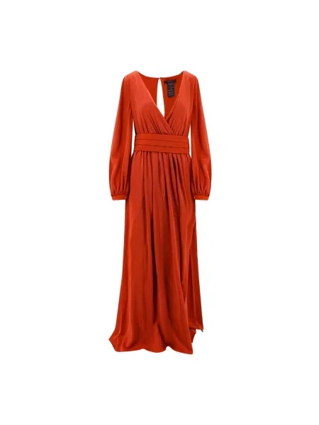 Jedwabna sukienka maxi Max Mara pomarańczowa