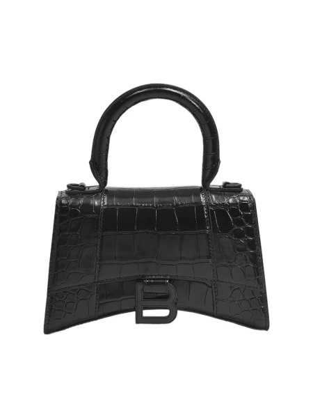 Torebka skórzana Balenciaga Hourglass skórzana elegancka czarna