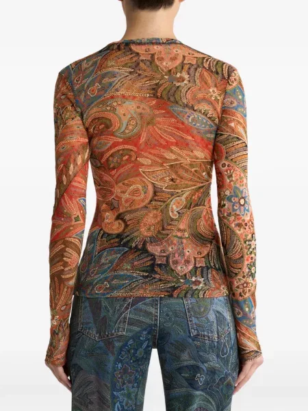 Топ Etro от тюл с пейсли десен