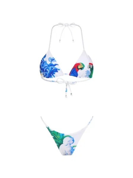 Bikini Amir Slama w kwiatki z nadrukiem biały