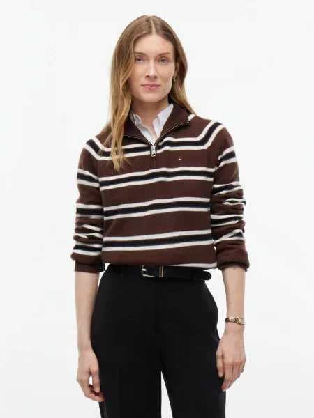 Tommy Hilfiger wełniana bluzka Kobiety Wełna S brązowy