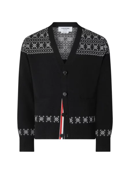 Cardigan Thom Browne din jacard negru