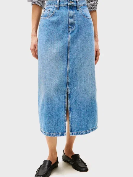 Міді джинсова спідниця Tommy Hilfiger блакитна