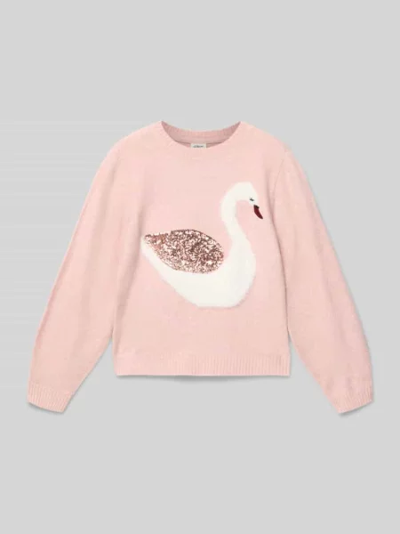 Sweter z dzianiny o kroju regular fit ze wstawkami S.oliver Red Label różowy