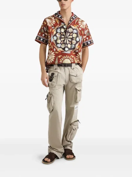 Cămașă Dolce & Gabbana cu mâneci scurte scurtă maro