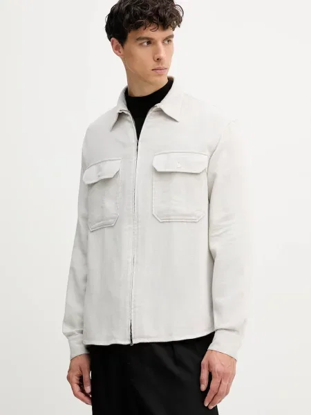 Košile Armani Exchange regular s klasickým límcem béžová