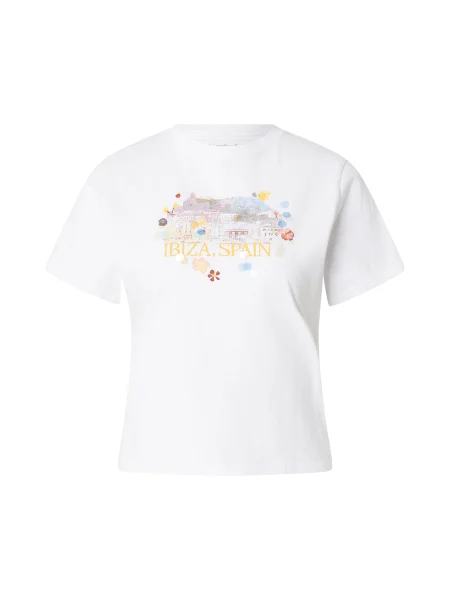 Abercrombie & Fitch Tricou SKIMMING IBIZA CITYSCAPE albastru / galben / roz alb