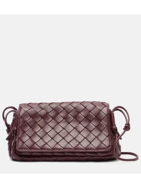 Geanta crossbody Bottega Veneta din piele bordo