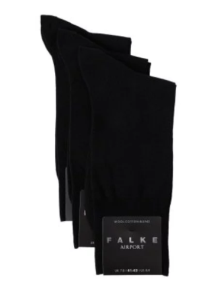 Skarpety z mieszanki żywej wełny w zestawie 3 szt. model ‘Airport’ Falke czarne