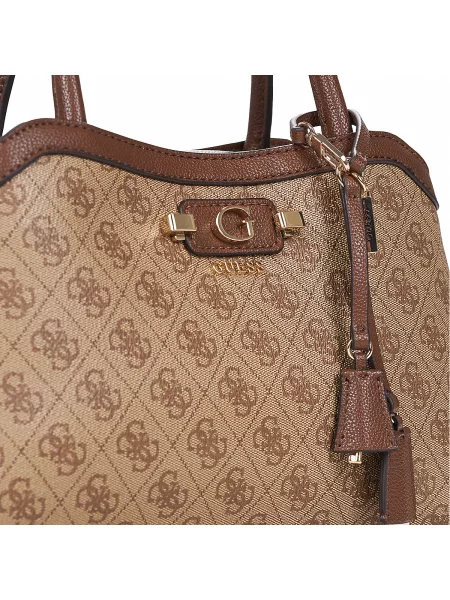 Crossbody kabelka Guess s autogramom hnedá