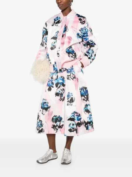 Fustă midi Stine Goya cu model floral cu imagine roz
