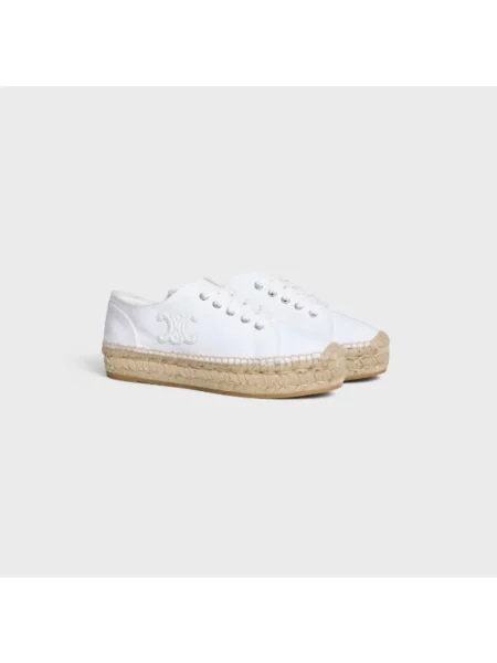 Espadryle Céline skórzane wiązane białe