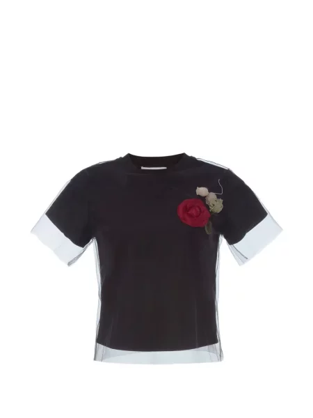 Tricou Monse cu model floral din tul negru
