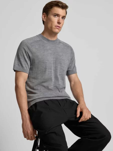 T-shirt o kroju regular fit z czystej wełny Selected Homme