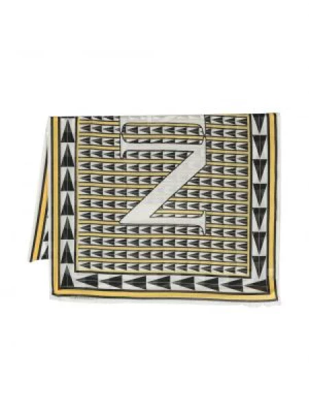 Fular Lanvin cu franjuri cu imprimeu geometric negru
