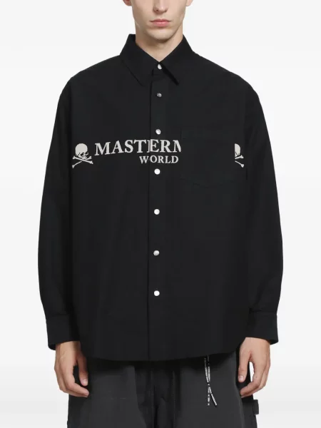 Cămașă Mastermind World cu imagine din țesătură twill negru