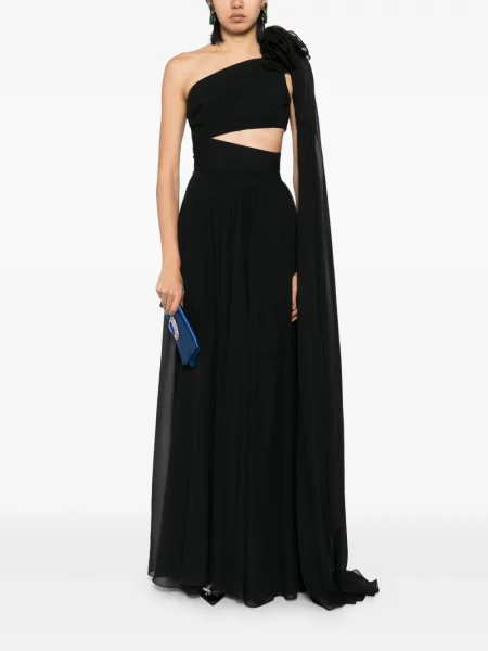 Rochie Elie Saab de mătase asimetrică negru