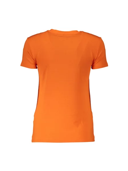 Dzianinowa koszulka Patrizia Pepe z kryształkami z krótkim rękawem pomarańczowa