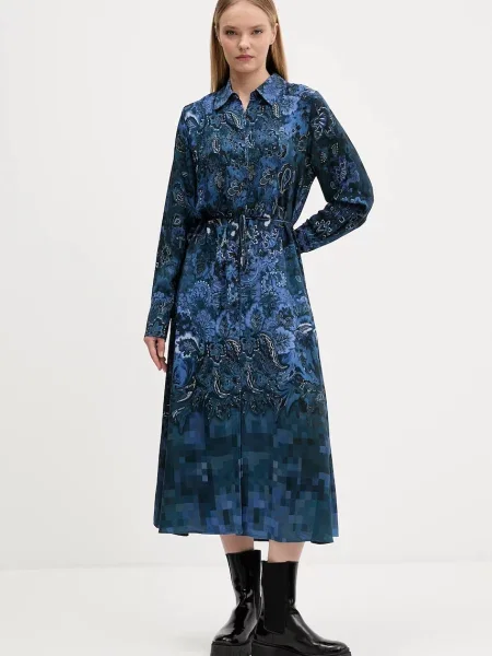 Desigual rochie CAMISEROLICUAD midi evazati albastru