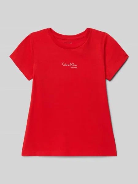 T-shirt o kroju regular fit z nadrukiem z logo model ‘Signature’ Calvin Klein Jeans czerwona