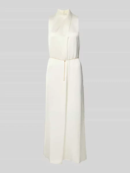 Taliowana sukienka koktajlowa z łańcuszkiem w talii Model KEWINA' Hugo biała