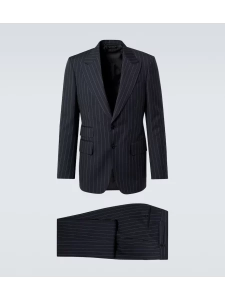 Вълнен костюм костюм Tom Ford на райета сиво